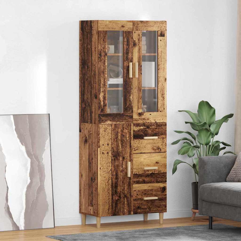 vidaXL Aparador alto Madera envejecida 34,5 x 34 x 180 cm