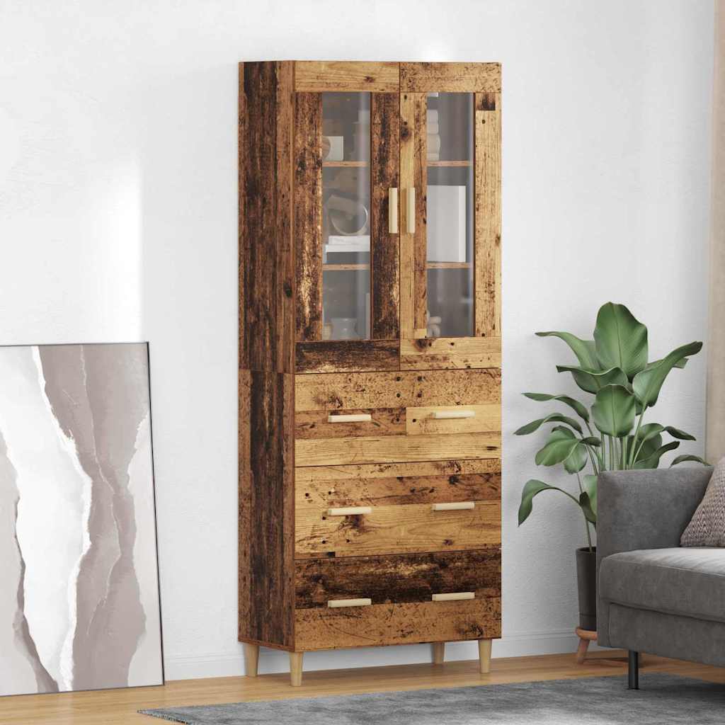 vidaXL Aparador alto con cajón Madera envejecida 69,5 x 34 x 180 cm