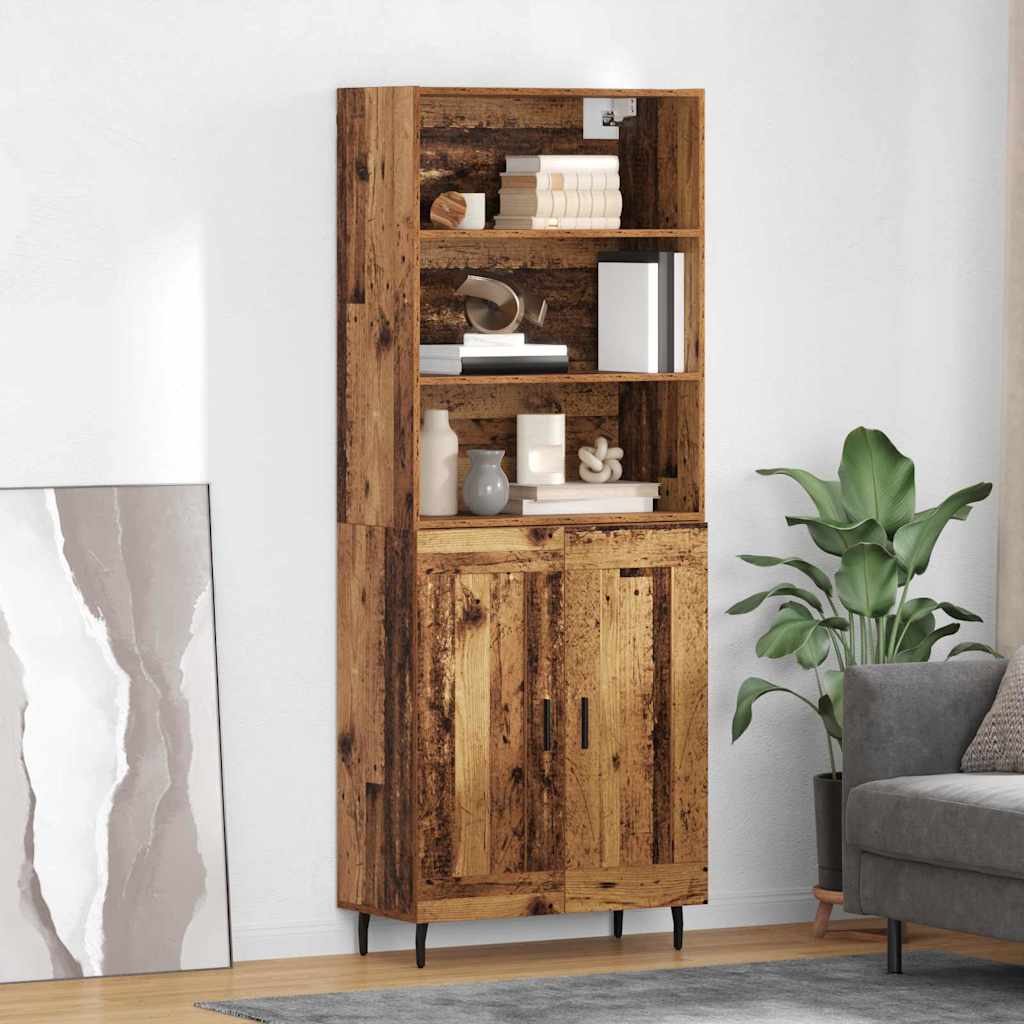 vidaXL Aparador alto 2 uds. Madera envejecida 69,5 x 32,5 x 180 cm