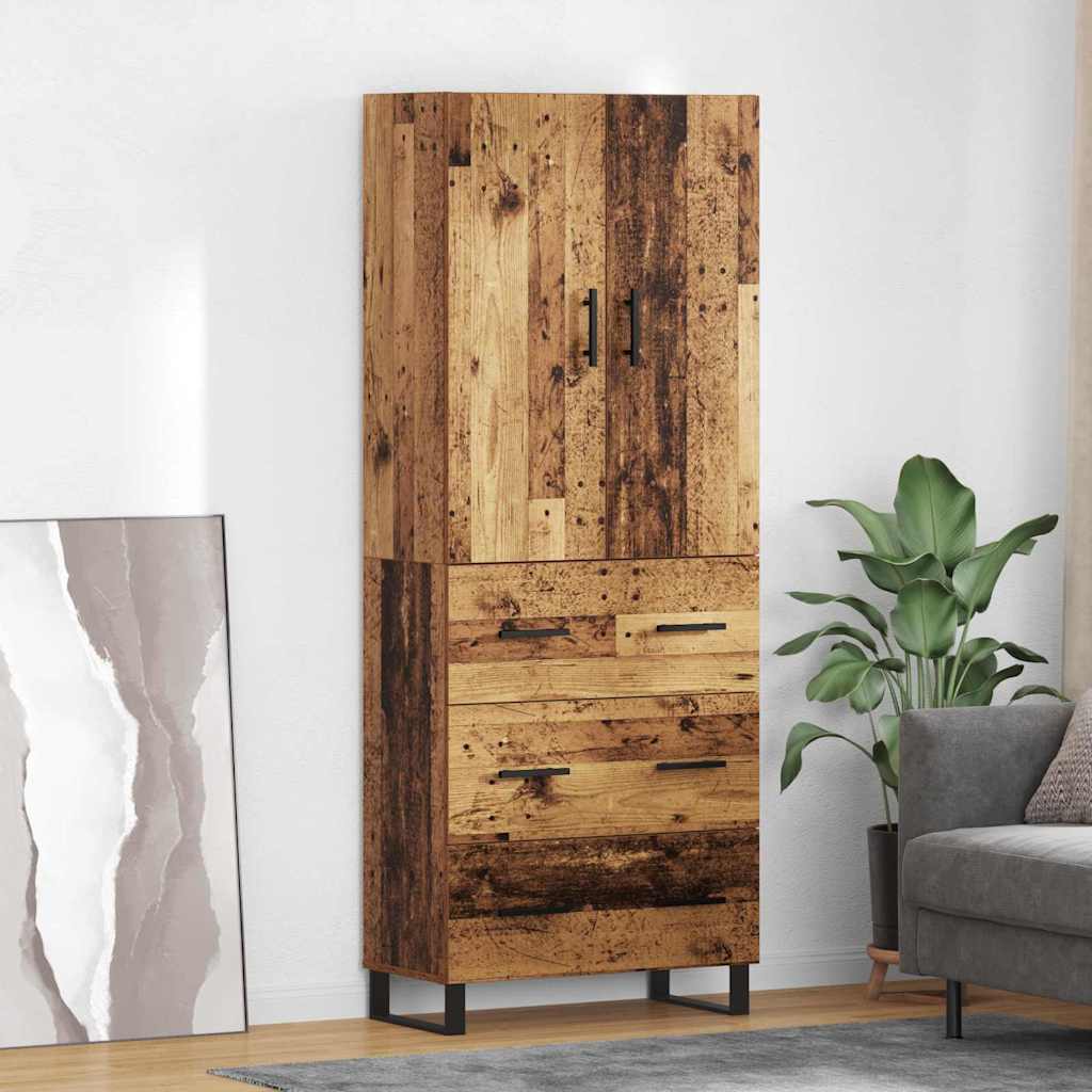 vidaXL Aparador alto 2 uds. Madera envejecida 69,5 x 34 x 180 cm