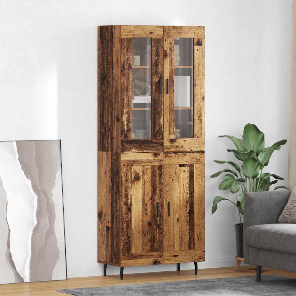vidaXL Aparador alto 2 uds. Madera envejecida 69,5 x 34 x 180 cm