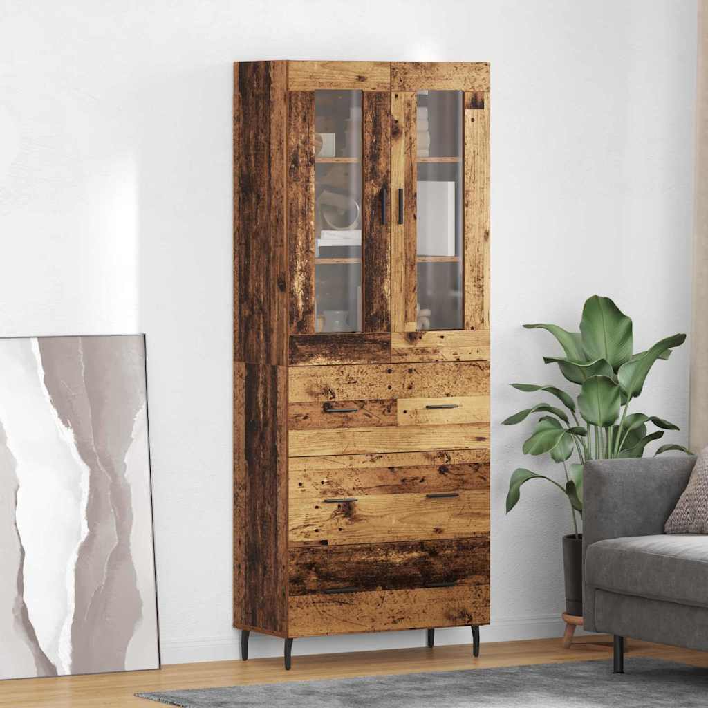 vidaXL Aparador alto 2 uds. Madera envejecida 69,5 x 34 x 180 cm