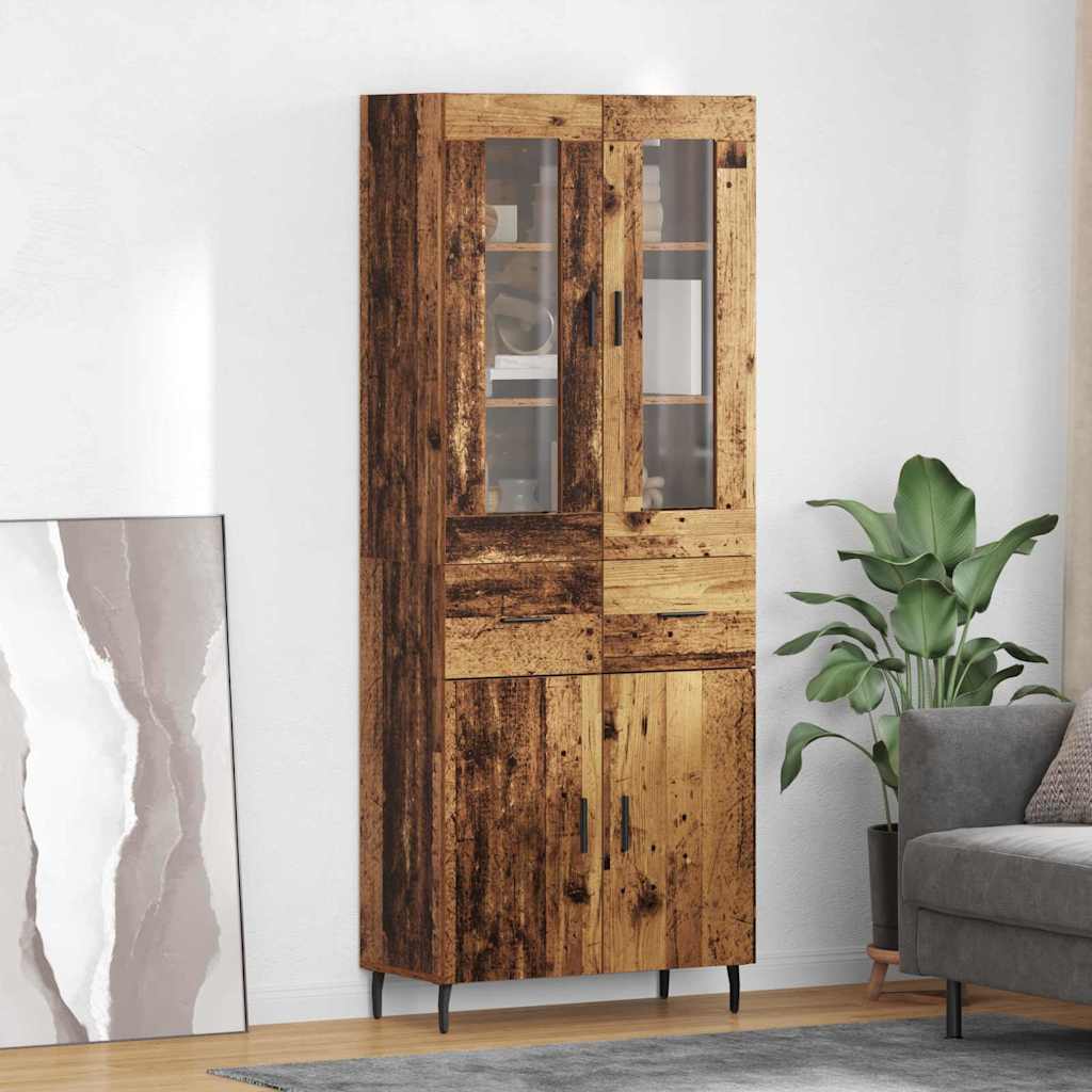 vidaXL Aparador alto 2 uds. Madera envejecida 69,5 x 34 x 180 cm