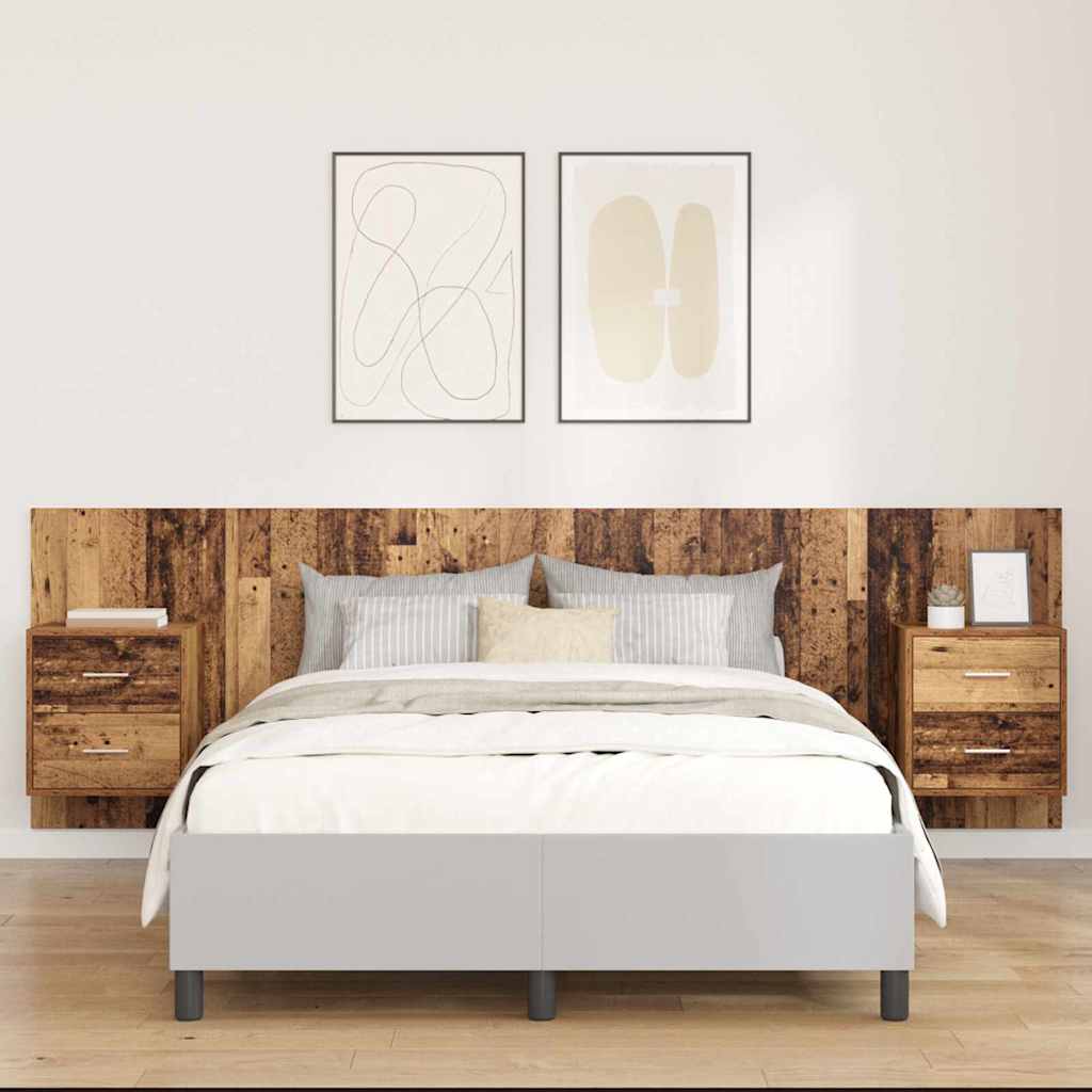 vidaXL Cabecero con Mueble 3 uds. Madera envejecida