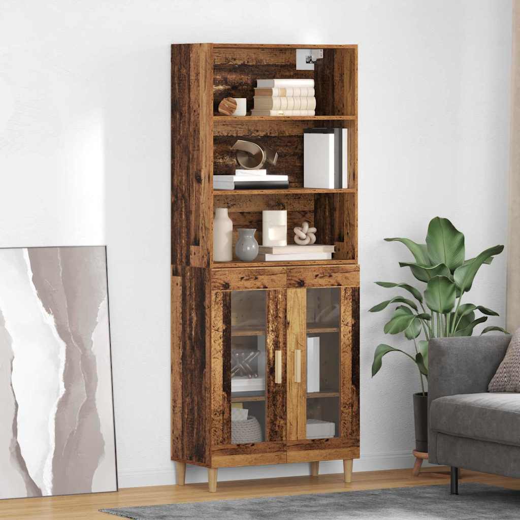 vidaXL Aparador alto Madera envejecida 69,5 x 32,5 x 180 cm