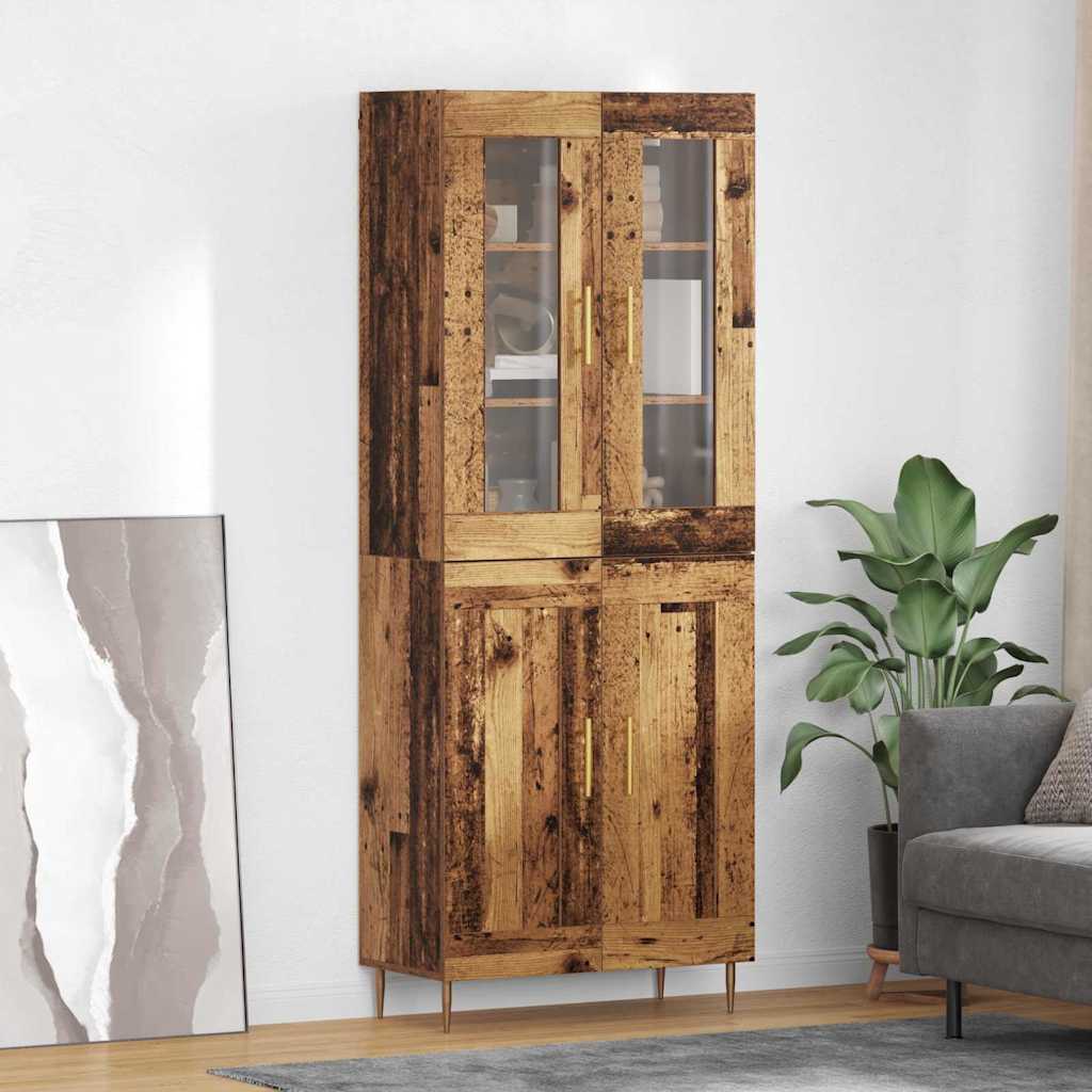 vidaXL Aparador alto 2 uds. Madera vieja 69,5 x 34 x 180 cm