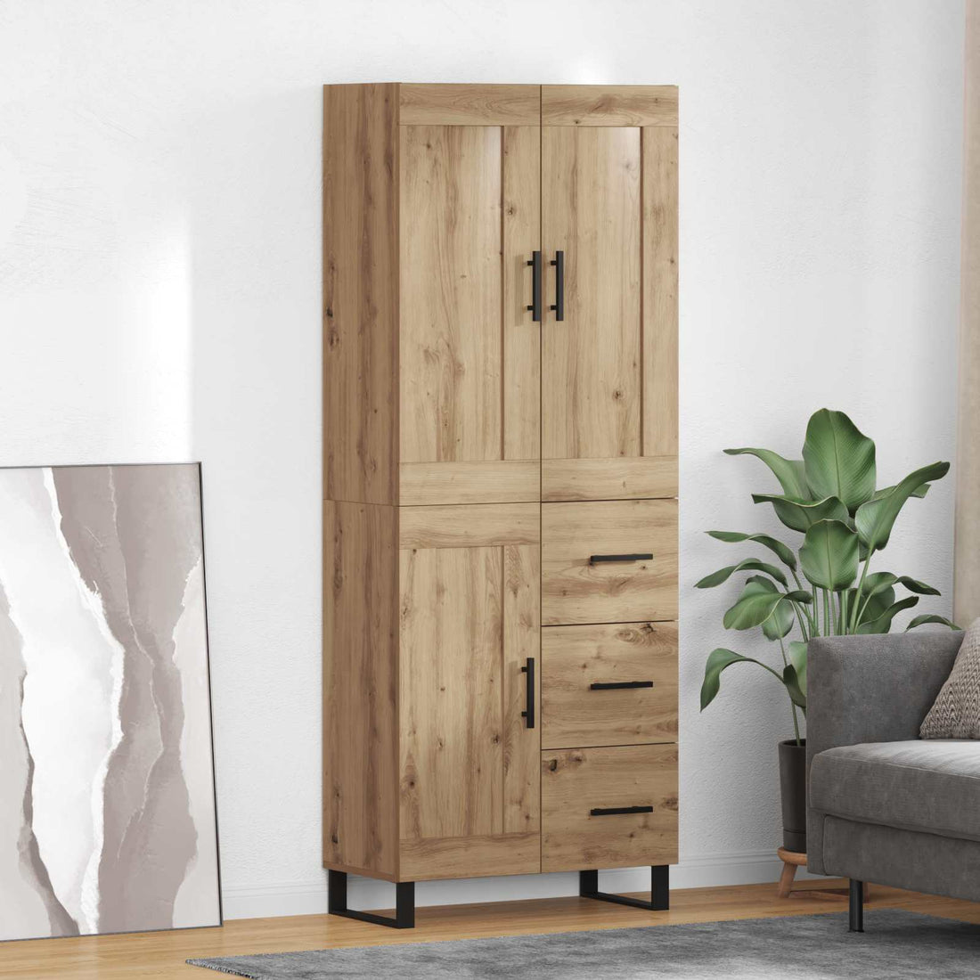 vidaXL Aparador alto 2 uds. Roble artisan 69,5 x 34 x 180 cm