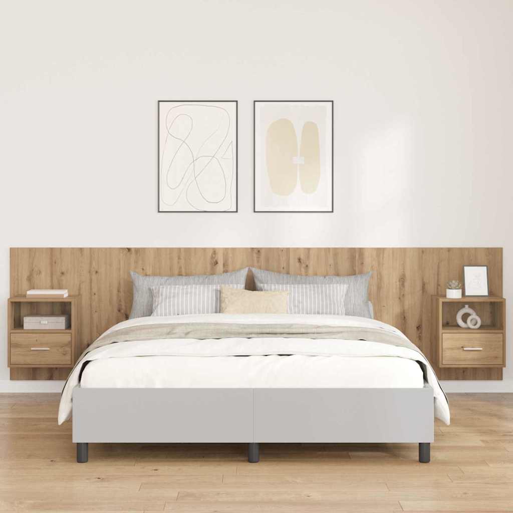 vidaXL Cabecero con Mueble 3 uds. Roble artisan Madera de ingeniería