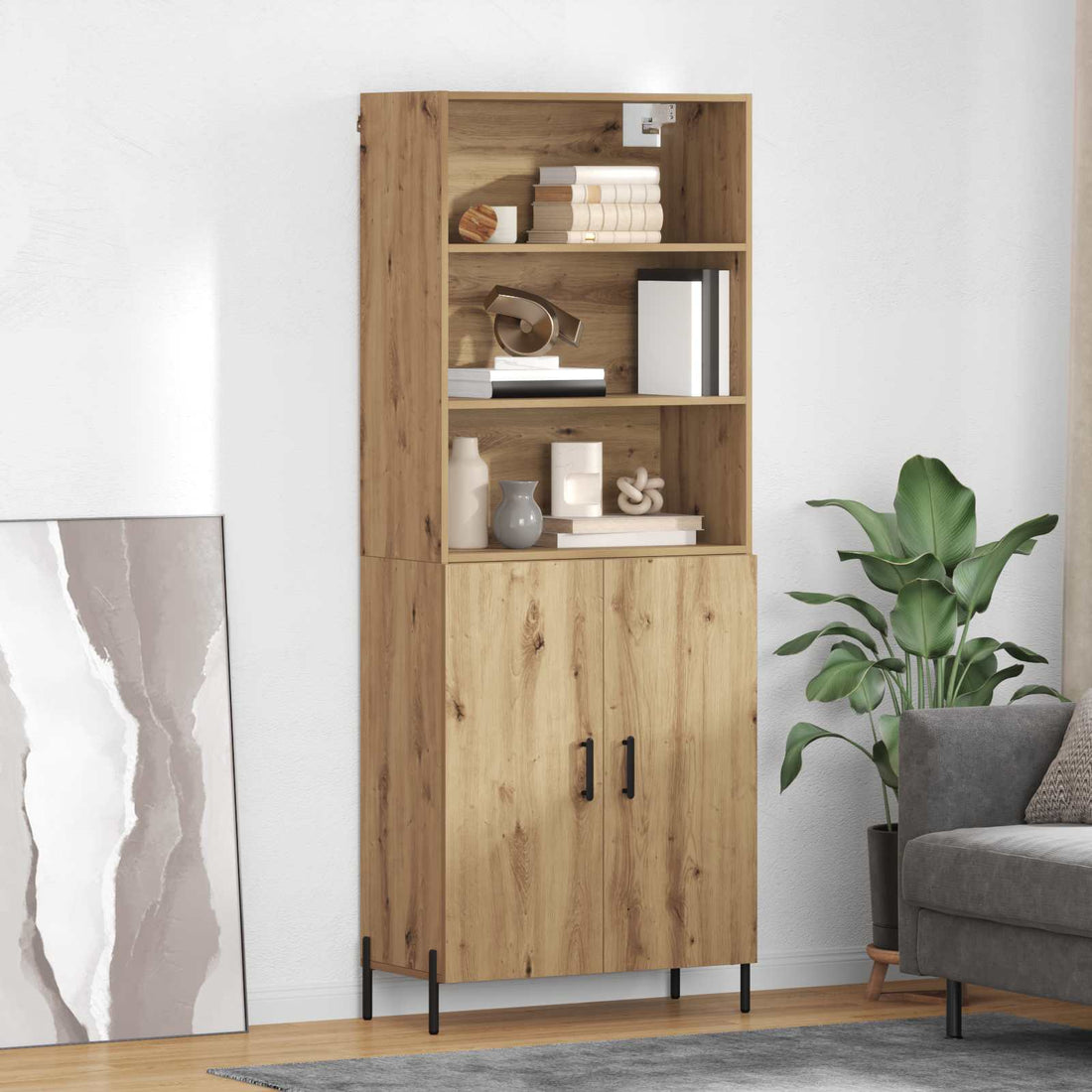 vidaXL Aparador alto Roble artisan 69,5 x 32,5 x 180 cm