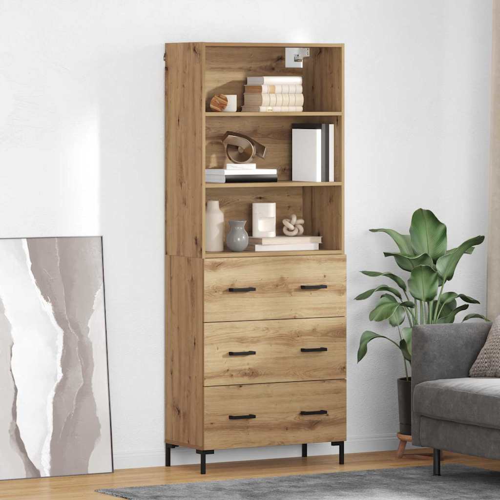 vidaXL Aparador alto Roble artisan 69,5 x 34 x 180 cm