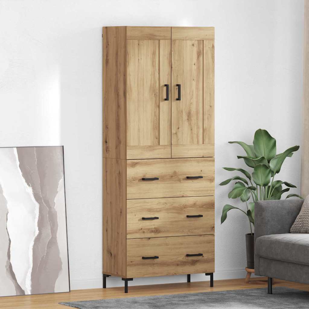 vidaXL Aparador alto 2 uds. Roble artisan 69,5 x 34 x 180 cm