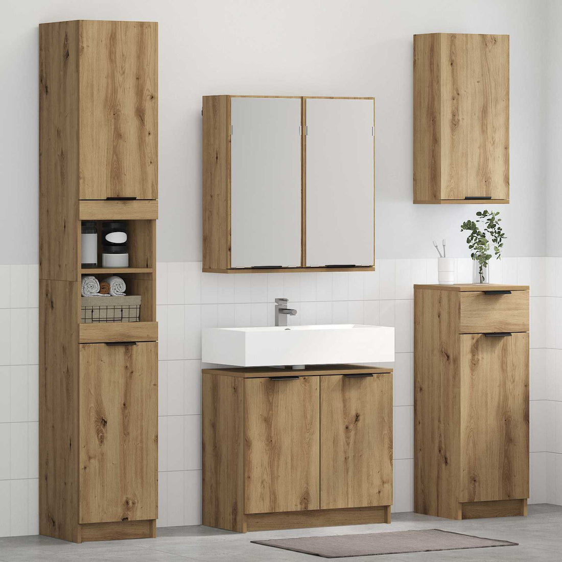vidaXL Juego de muebles de baño 5 uds. Roble artisan