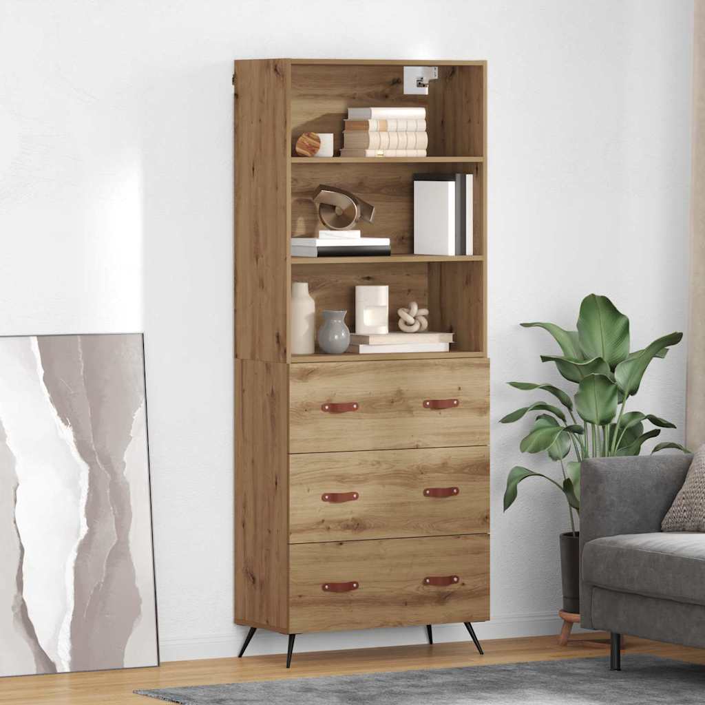 vidaXL Aparador alto Roble artisan 69,5 x 34 x 180 cm