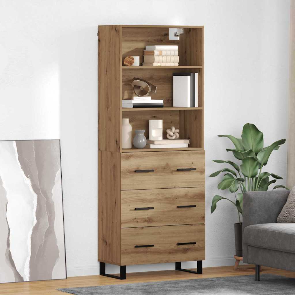 vidaXL Aparador alto 2 uds. Roble artisan 69,5 x 34 x 180 cm