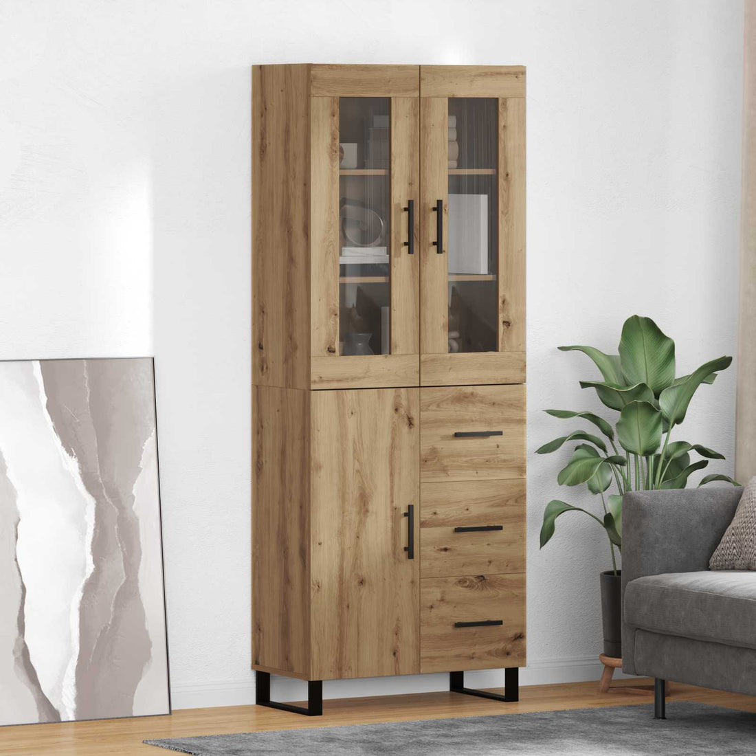 vidaXL Aparador alto 2 uds. Roble artisan 69,5 x 34 x 180 cm