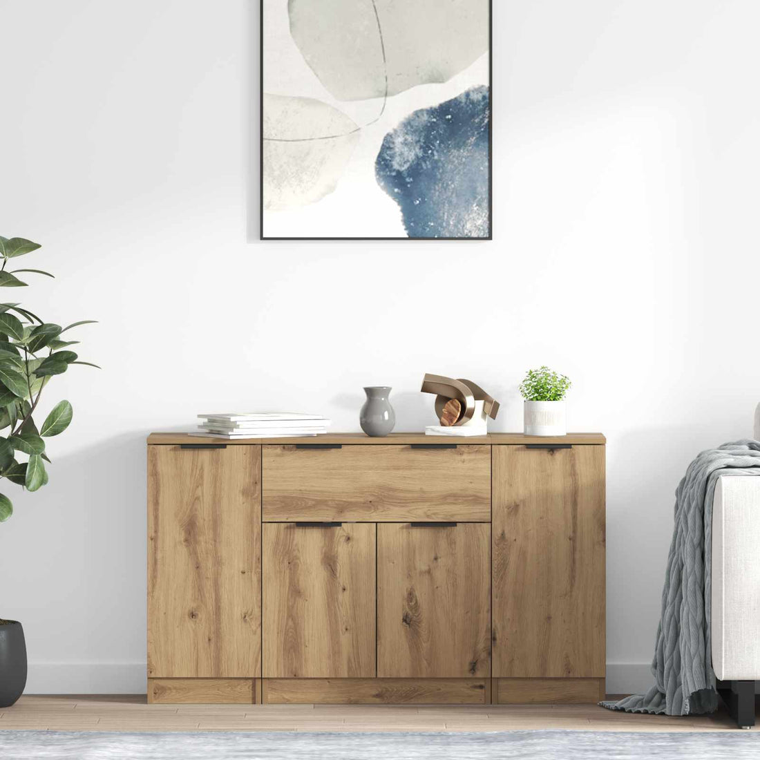 vidaXL Aparador 3 uds. Roble artisan 120 x 30 x 70 cm