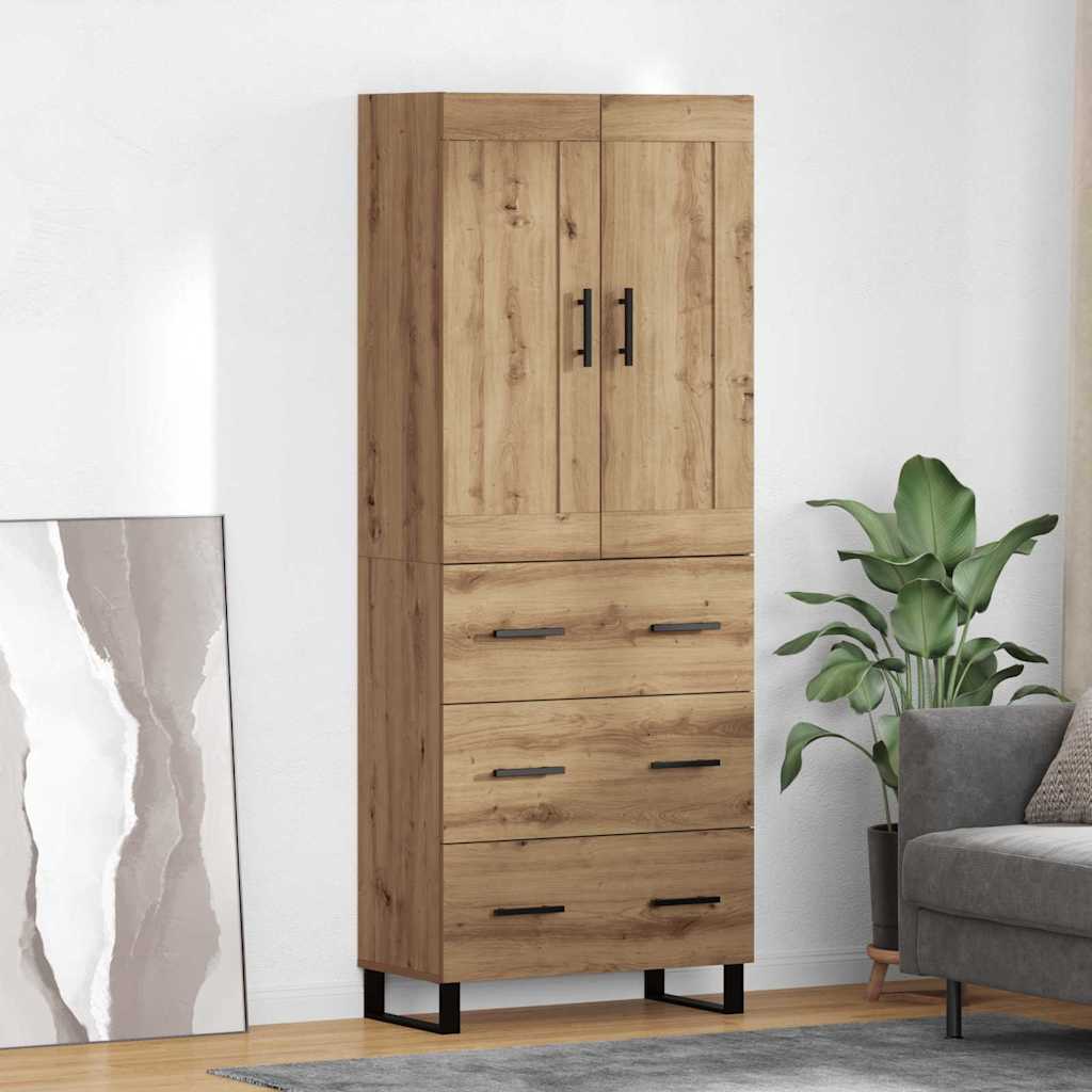 vidaXL Aparador alto 2 uds. Roble artisan 69,5 x 34 x 180 cm