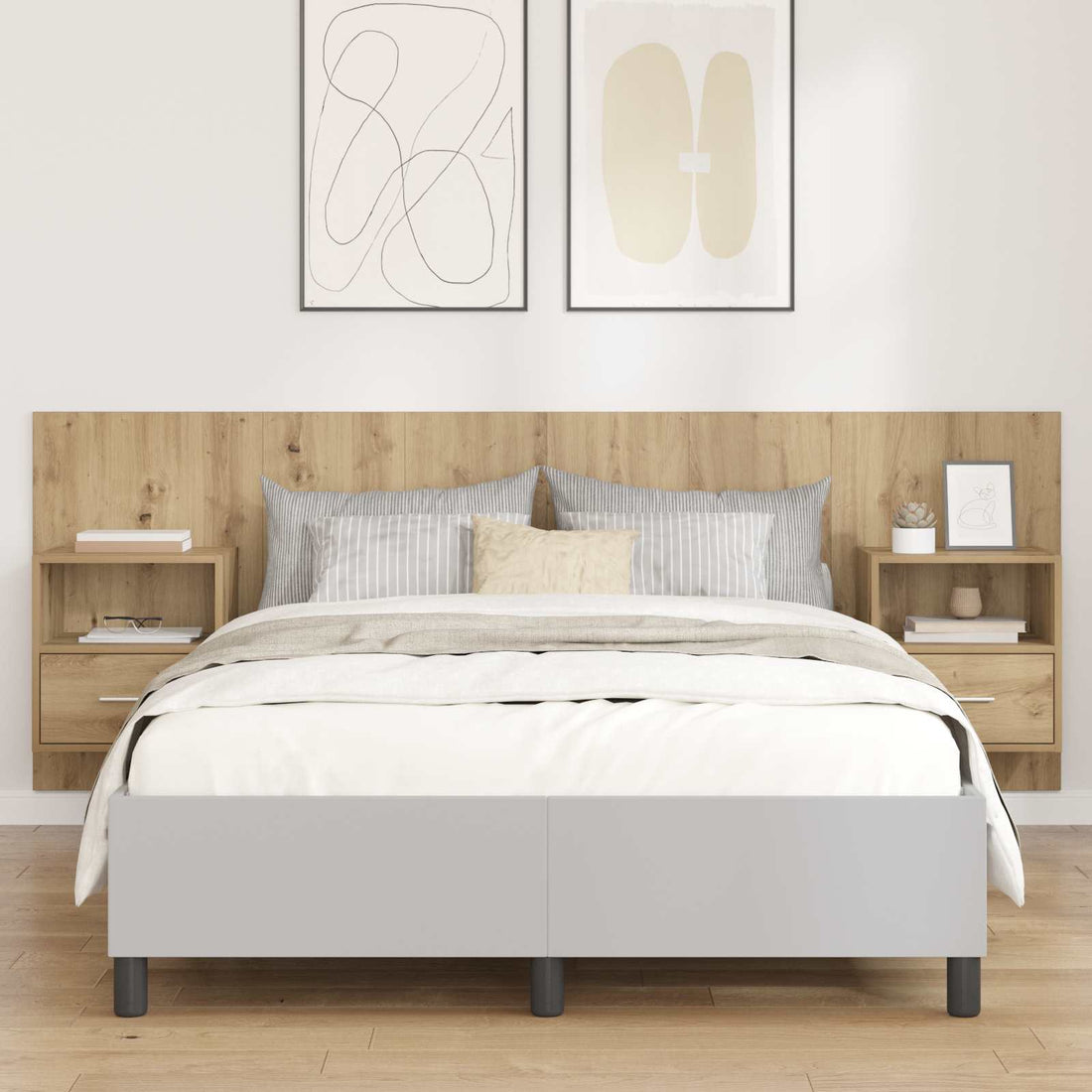 vidaXL Cabecero con Mueble 3 uds. Roble artisan Madera de ingeniería
