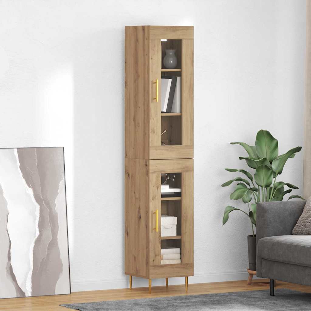 vidaXL Aparador alto 2 uds. Roble artisan 34,5 x 34 x 180 cm