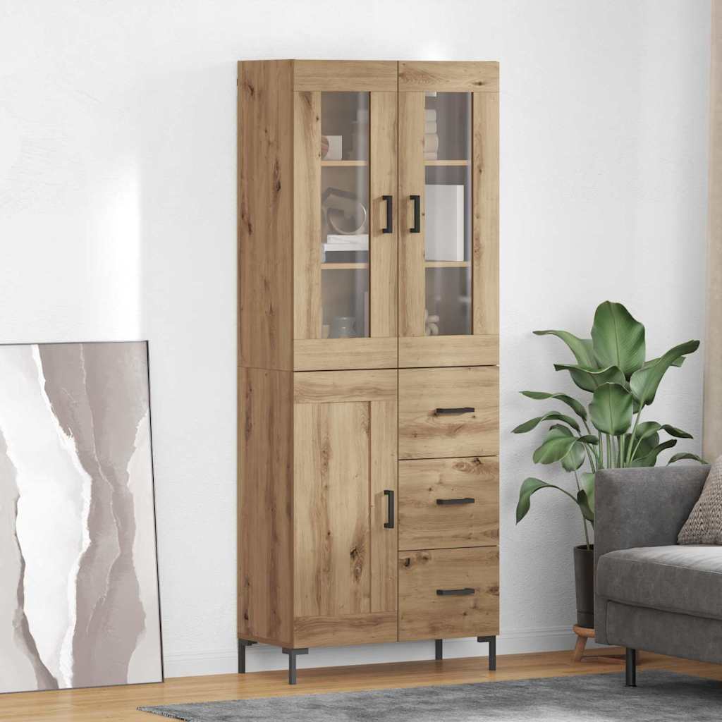 vidaXL Aparador alto 2 uds. Roble artisan 69,5 x 34 x 180 cm