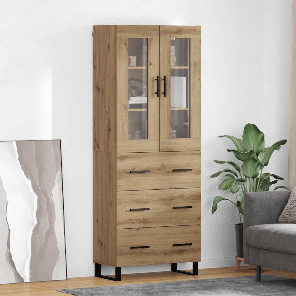 vidaXL Aparador alto 2 uds. Roble artisan 69,5 x 34 x 180 cm