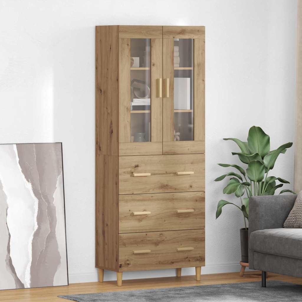 vidaXL Aparador alto Roble artisan 69,5 x 34 x 180 cm