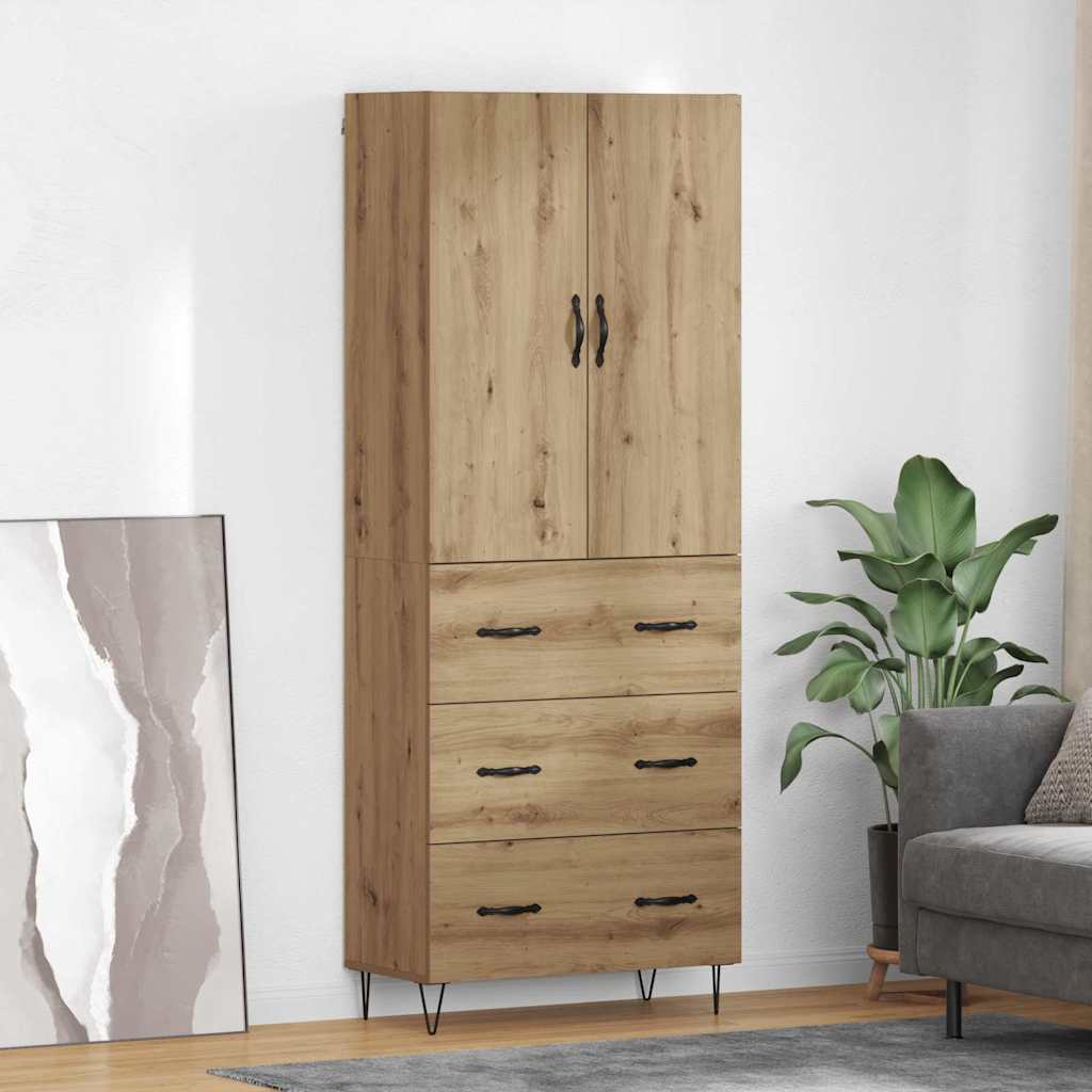 vidaXL Aparador alto 2 uds. Roble artisan 69,5 x 34 x 180 cm