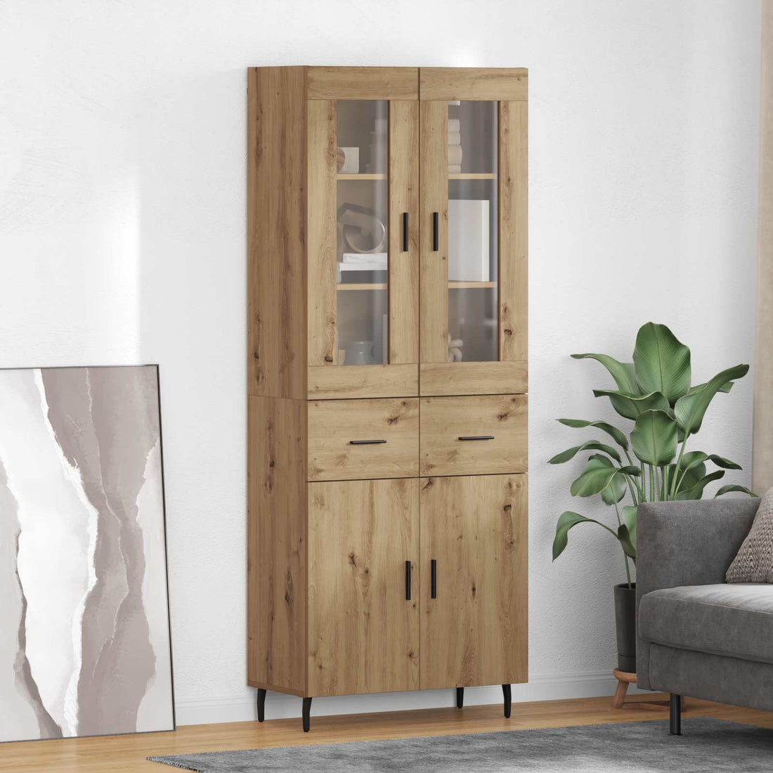 vidaXL Aparador alto 2 uds. Roble artisan 69,5 x 34 x 180 cm