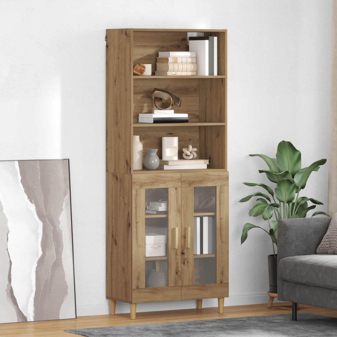 vidaXL Aparador alto Roble artisan 69,5 x 32,5 x 180 cm