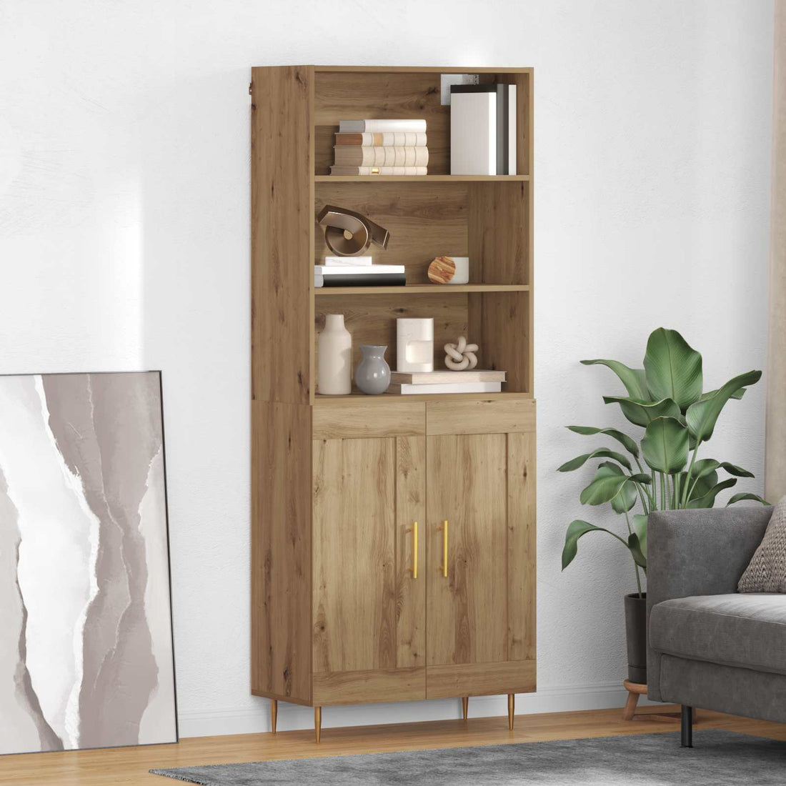 vidaXL Aparador alto Roble artisan 69,5 x 34 x 180 cm