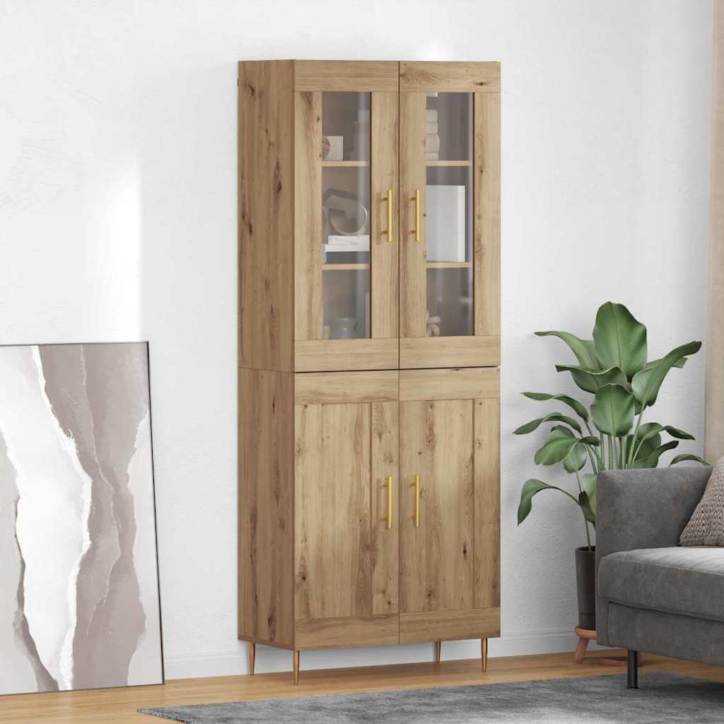 vidaXL Aparador alto 2 uds. Roble artisan 69,5 x 34 x 180 cm