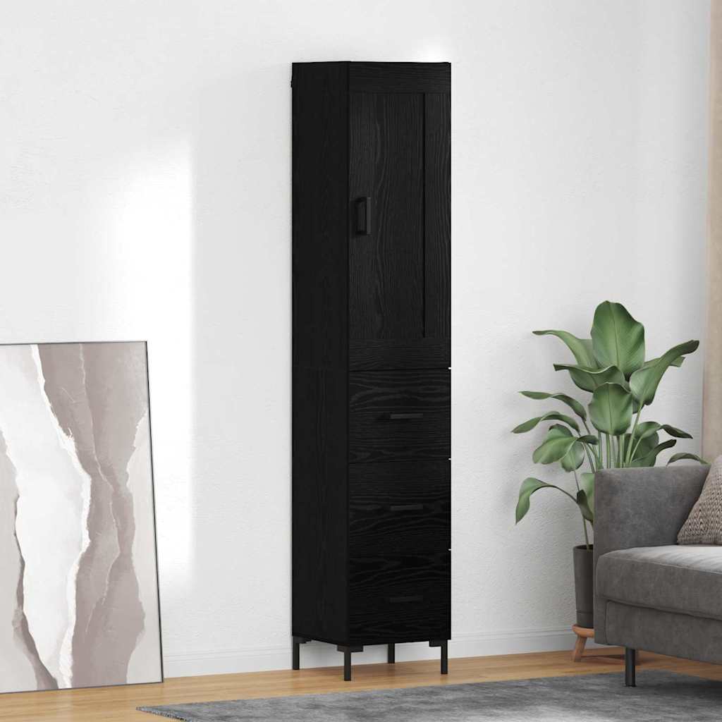 vidaXL Alacena Roble Negro 34,5 x 34 x 180 cm Madera de ingeniería