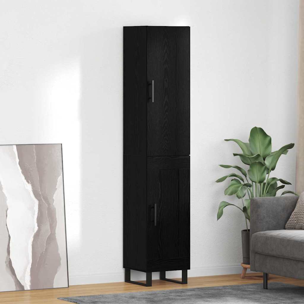 vidaXL Alacena Roble Negro 34,5 x 34 x 180 cm Madera de ingeniería