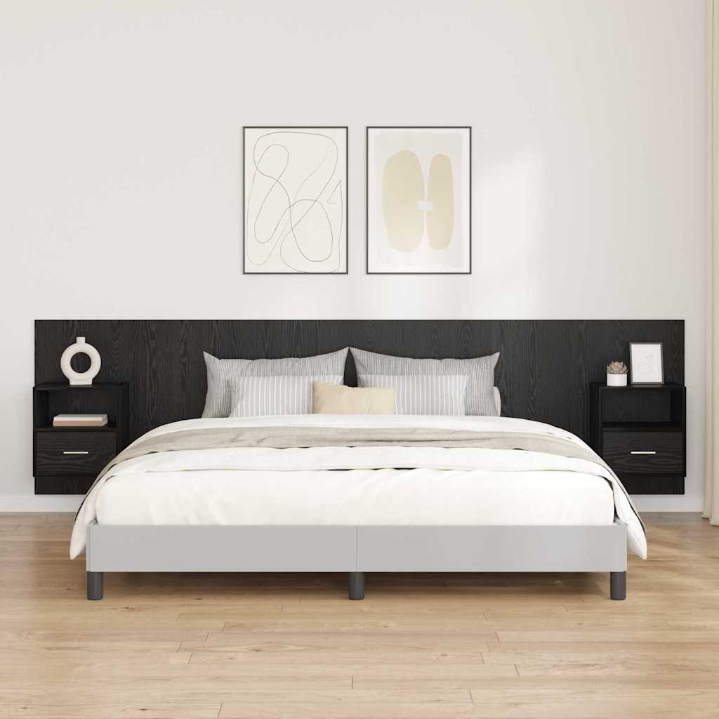 vidaXL Cabecero con Mueble 3 uds. Roble Negro Madera de ingeniería