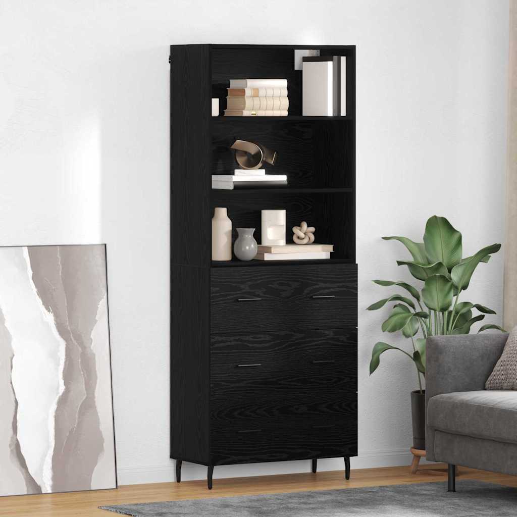 vidaXL Aparador alto 2 uds. Roble Negro 69,5 x 34 x 180 cm