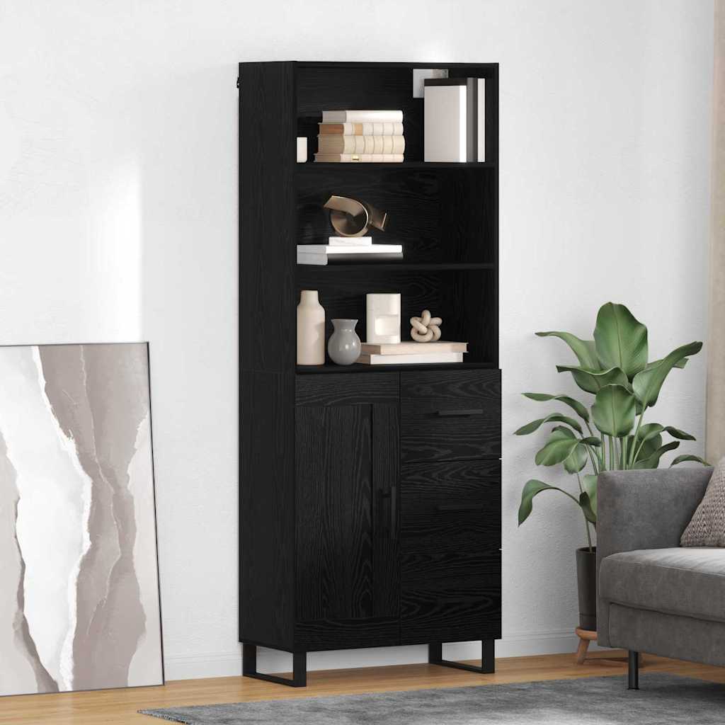 vidaXL Aparador alto 2 uds. Roble Negro 69,5 x 34 x 180 cm