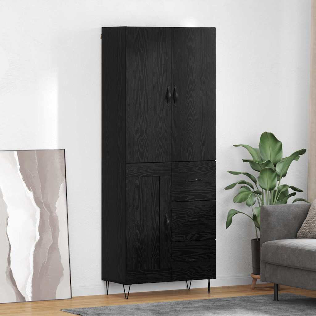 vidaXL Aparador alto 2 uds. Roble Negro 69,5 x 34 x 180 cm