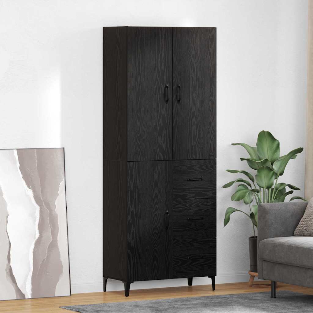 vidaXL Alacena Roble Negro 69,5 x 34 x 180 cm Madera de ingeniería