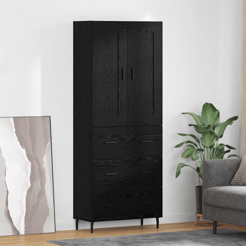vidaXL Aparador alto 2 uds. Roble Negro 69,5 x 34 x 180 cm