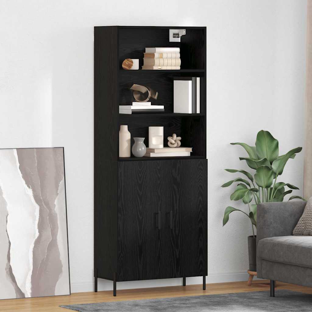 vidaXL Aparador alto Roble Negro 69,5 x 34 x 180 cm
