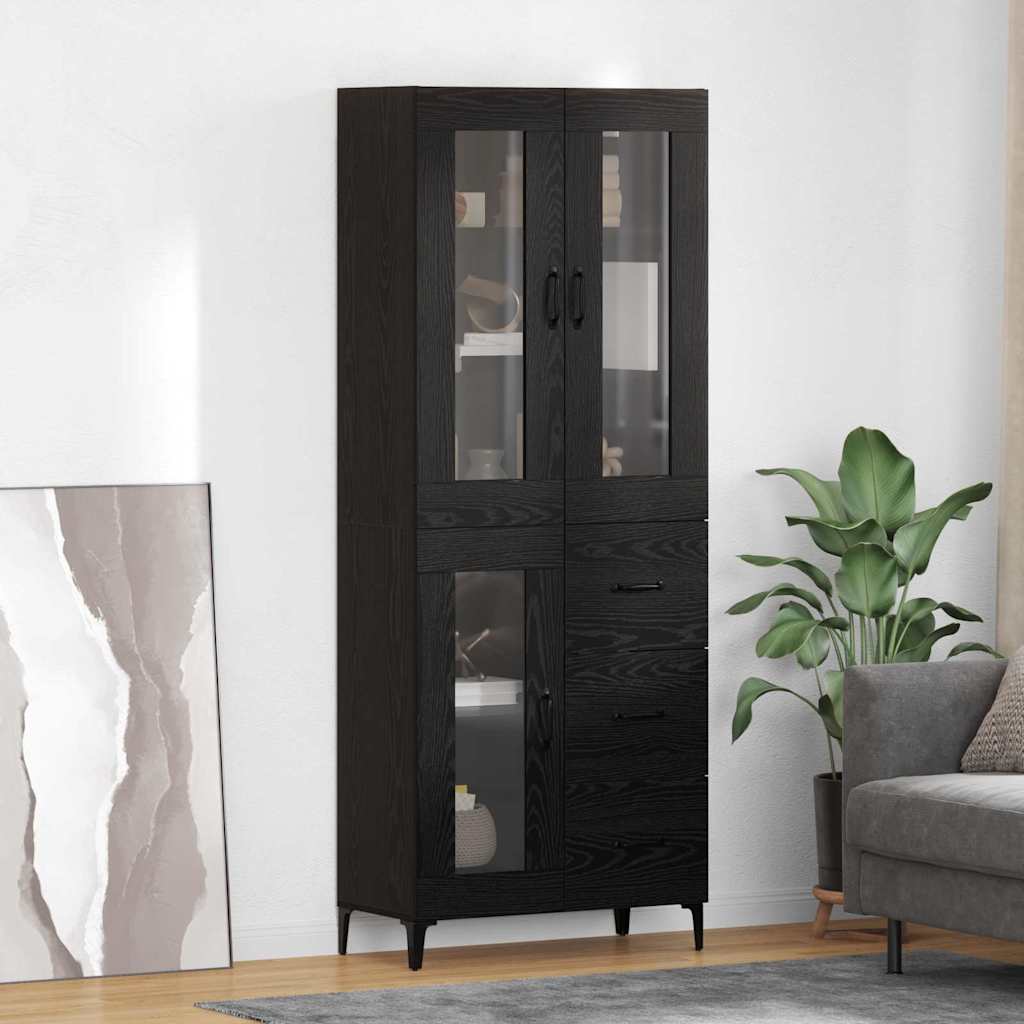 vidaXL Alacena Roble Negro 69,5 x 34 x 180 cm Madera de ingeniería