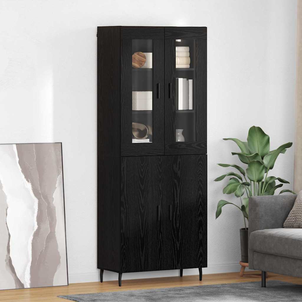vidaXL Aparador alto 2 uds. Roble Negro 69,5 x 34 x 180 cm