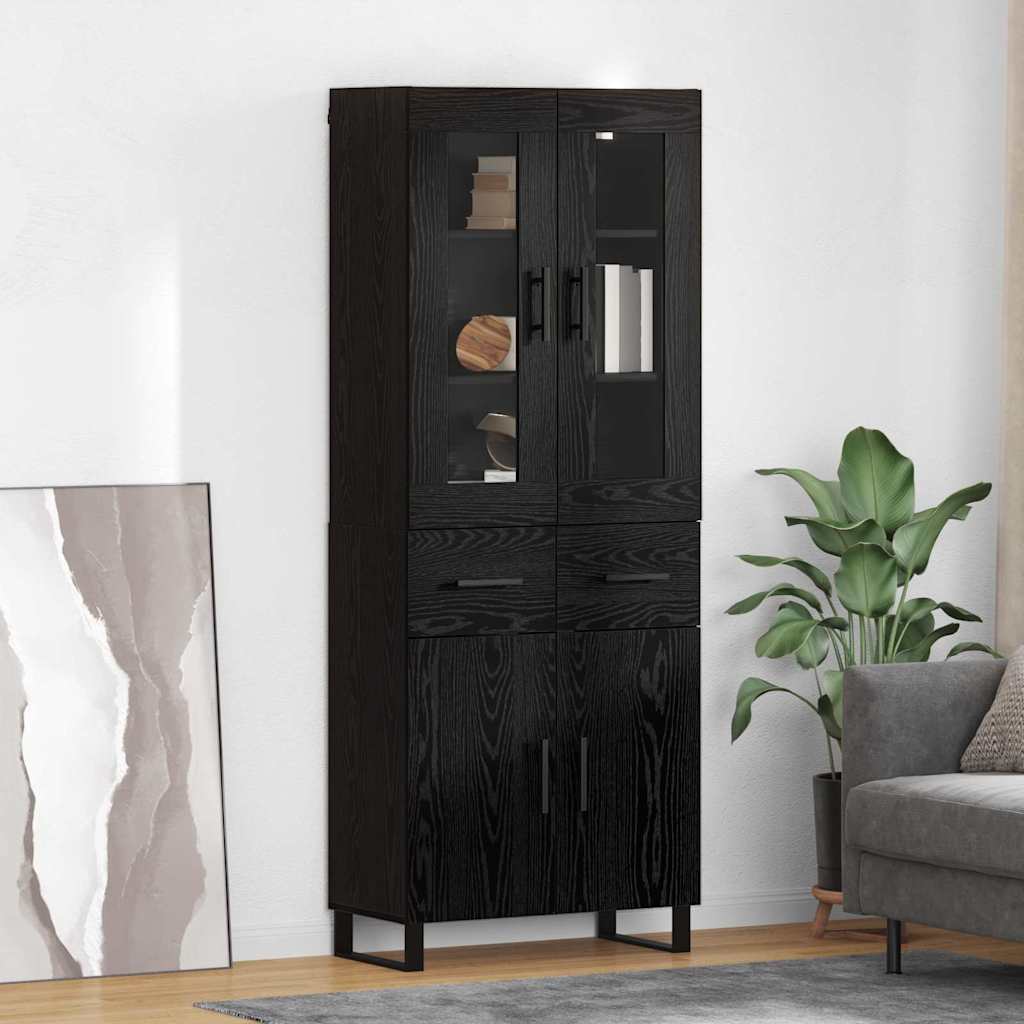 vidaXL Aparador alto 2 uds. Roble Negro 69,5 x 34 x 180 cm