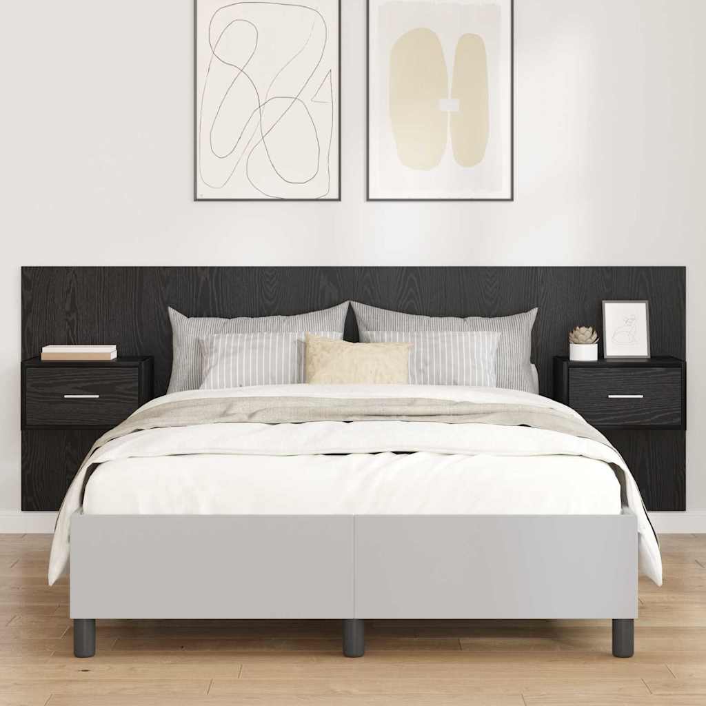 vidaXL Cabecero con Mueble 3 uds. Roble Negro Madera de ingeniería
