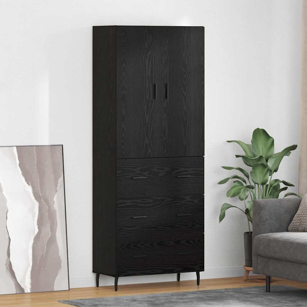 vidaXL Aparador alto 2 uds. Roble negro 69,5 x 34 x 180 cm
