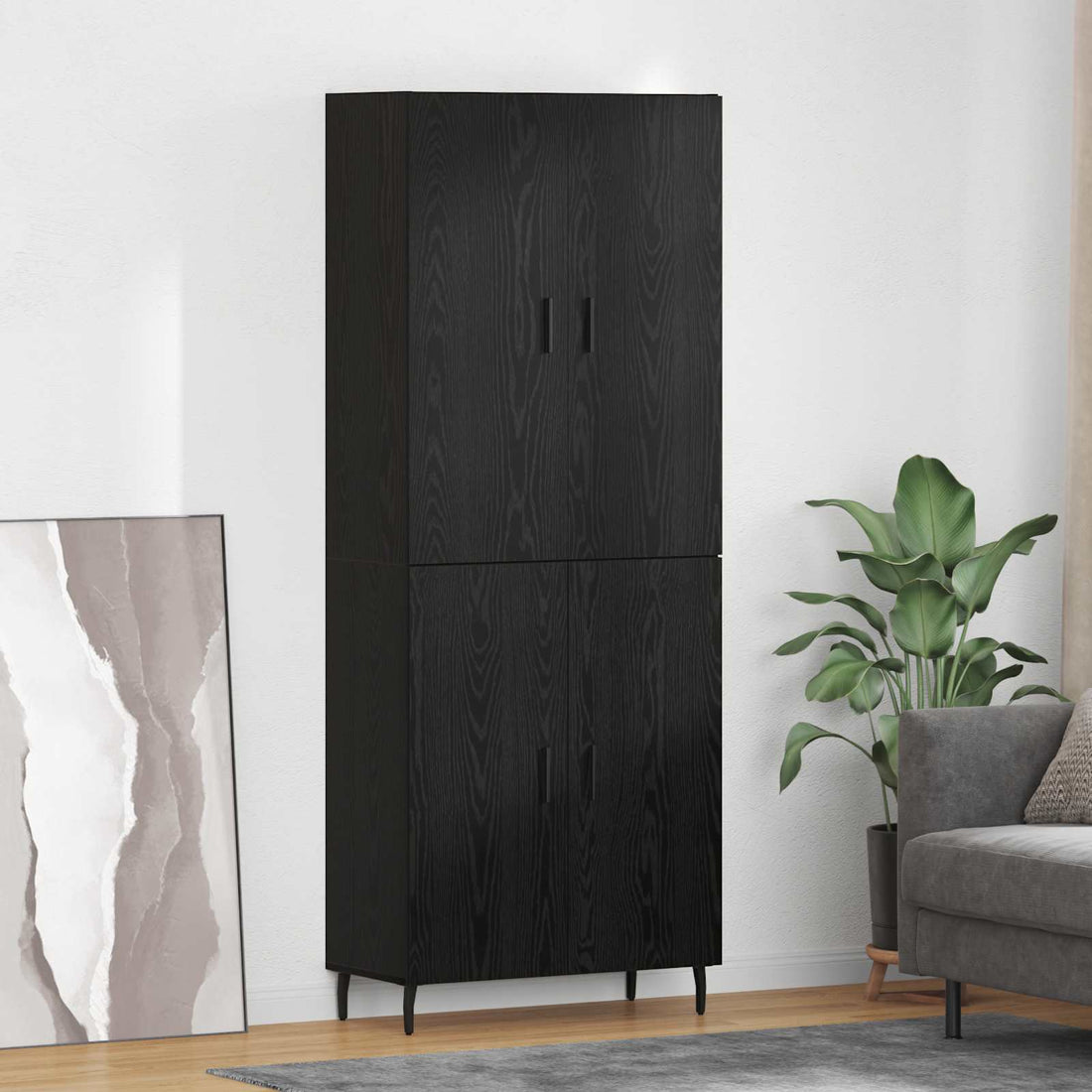 vidaXL Aparador alto 2 uds. Roble negro 69,5 x 34 x 180 cm