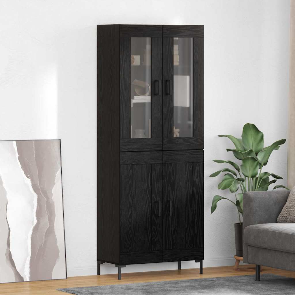 vidaXL Aparador alto 2 uds. Roble Negro 69,5 x 34 x 180 cm