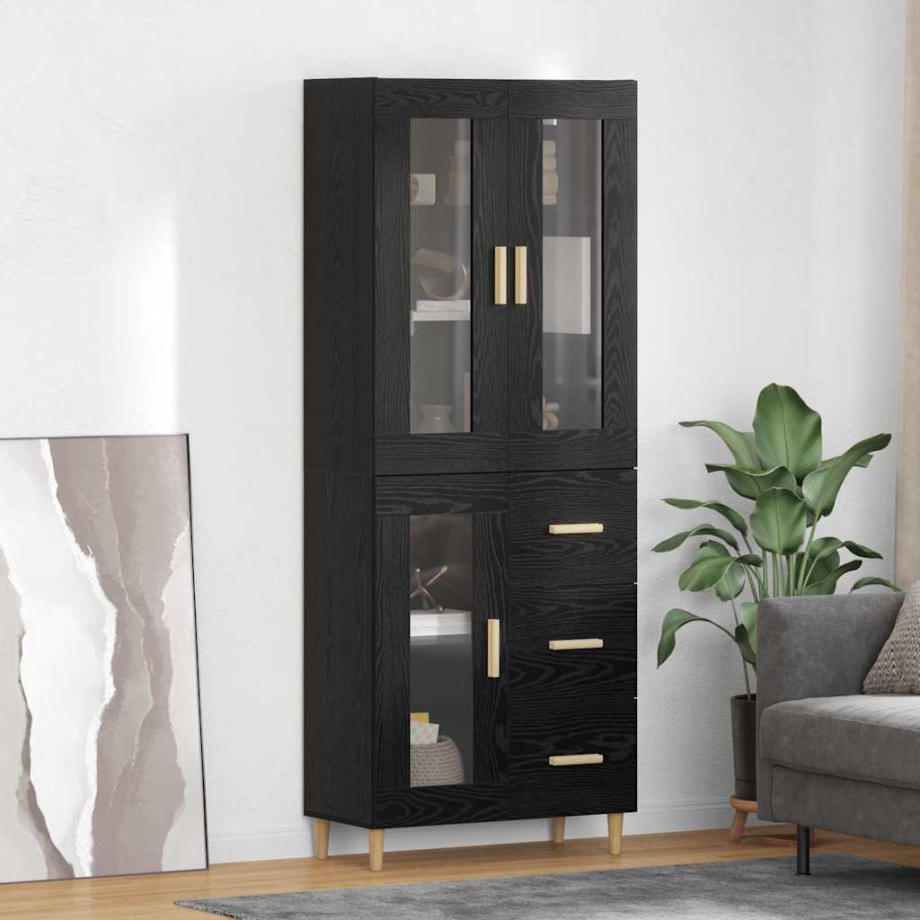 vidaXL Aparador alto Roble Negro 69,5 x 34 x 180 cm