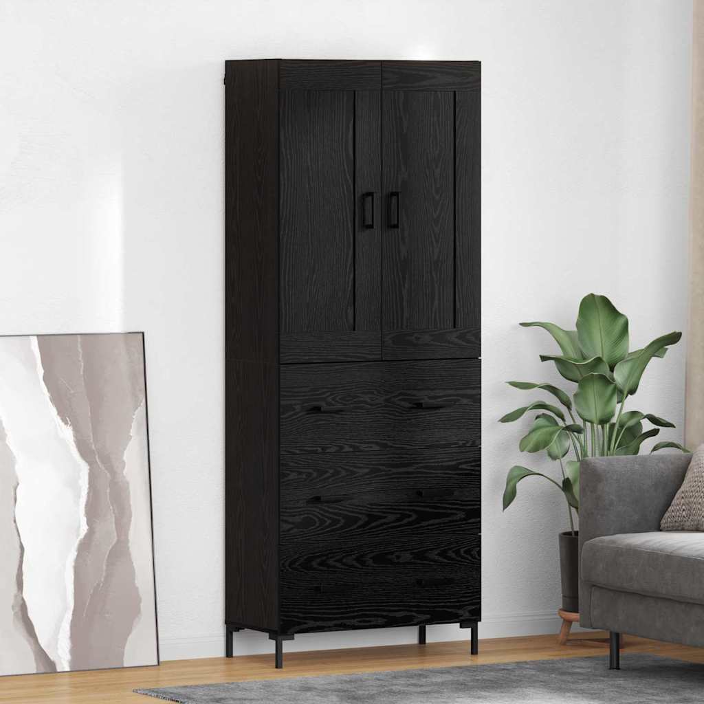 vidaXL Aparador alto 2 uds. Roble Negro 69,5 x 34 x 180 cm