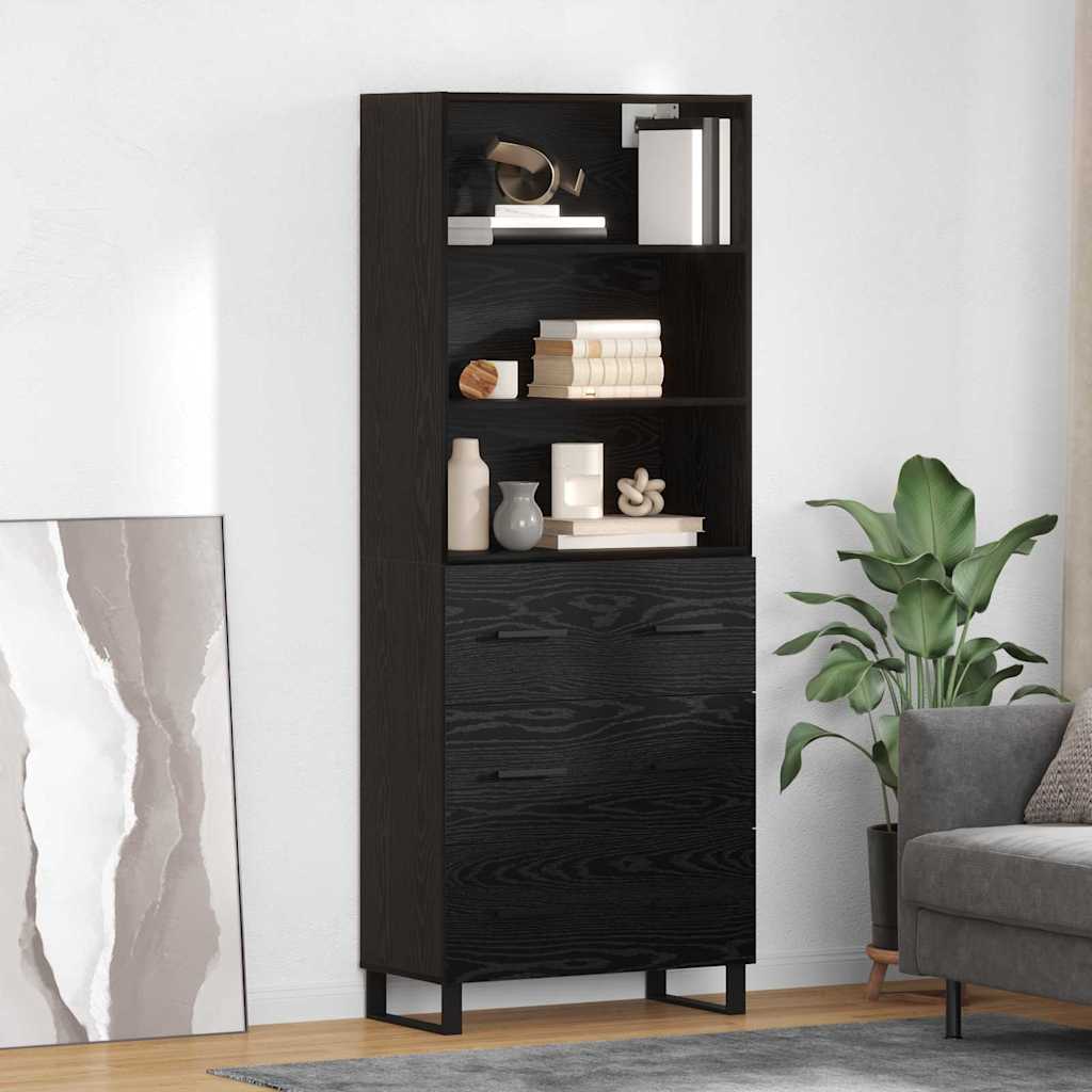 vidaXL Aparador alto 2 uds. Roble Negro 69,5 x 34 x 180 cm